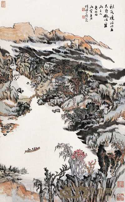 陆俨少 1986年作 杜甫诗意 立轴 95×59.5cm